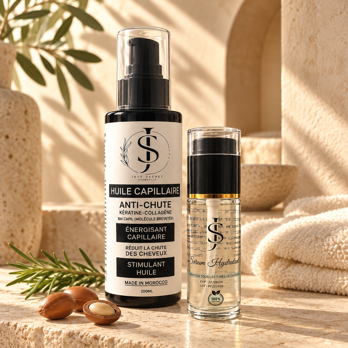 Duo JASS huile capillaire anti-chute 200 ml et sérum hydratant